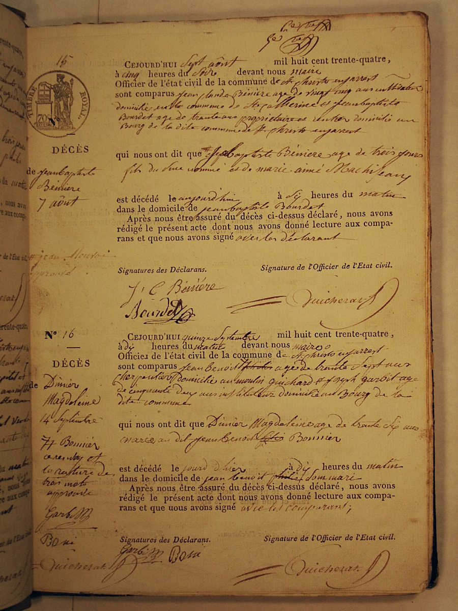 Page du registre